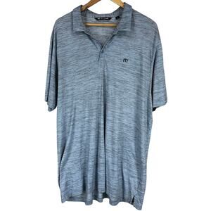 Travis Mathew Men's Heather Blue Short Sleeve Golf Polo Size XXL EUC